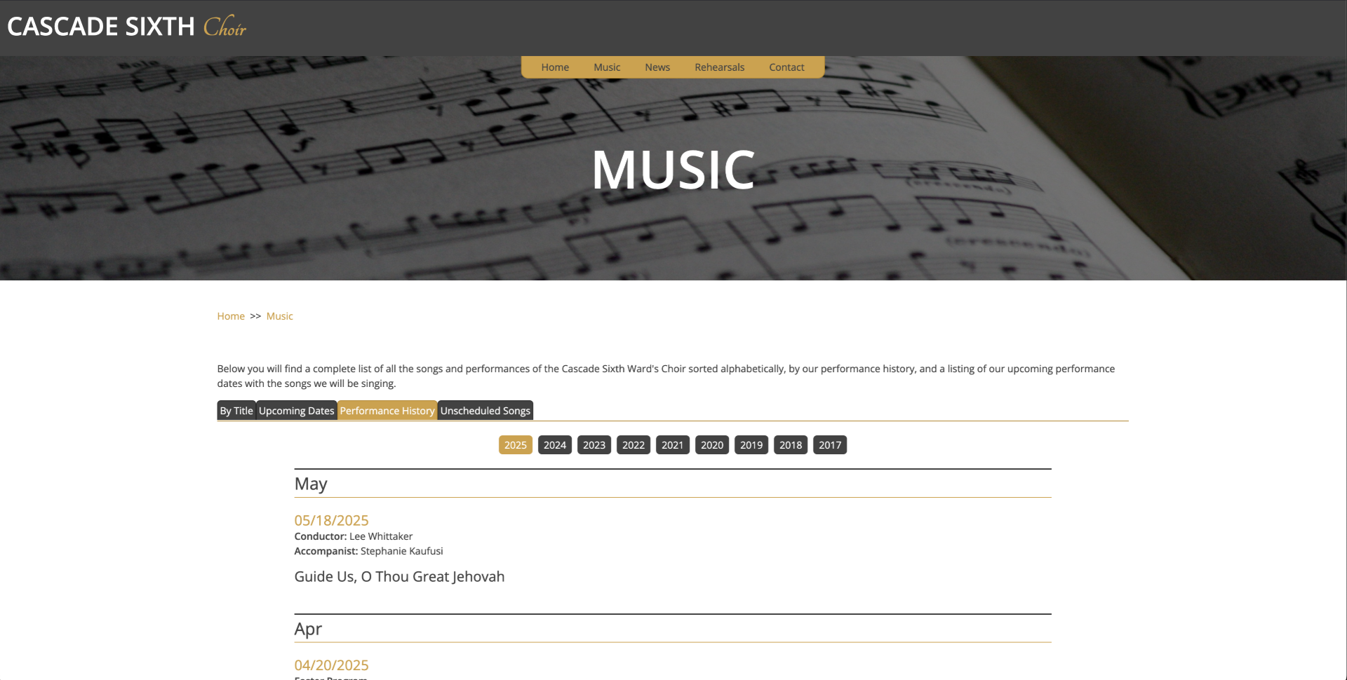 Choir Site screenshot